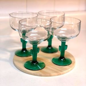 Libbey Cactus Margarita Glass Set of 4 Perfect Condition